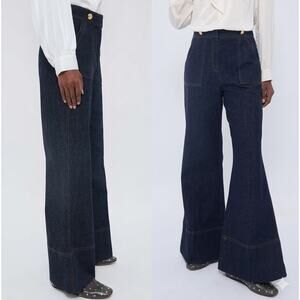 TUCKERNUCK X INDIA HICKS Dark Denim Wide Leg Palladian Pant Size 6 NWT